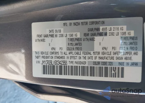 2009 Mazda Mazda5 Grand Touring from USA, damaged, VIN JM1CR29LX90342368